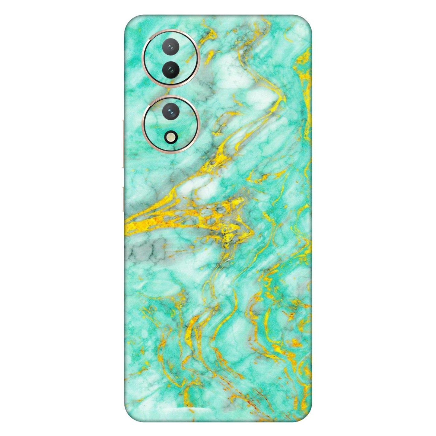 VIVO Y Series Phone Skins (All Models) - Green And Gold Marble Feel - Matte Finish (M-16) Vivo Y100 (5G)