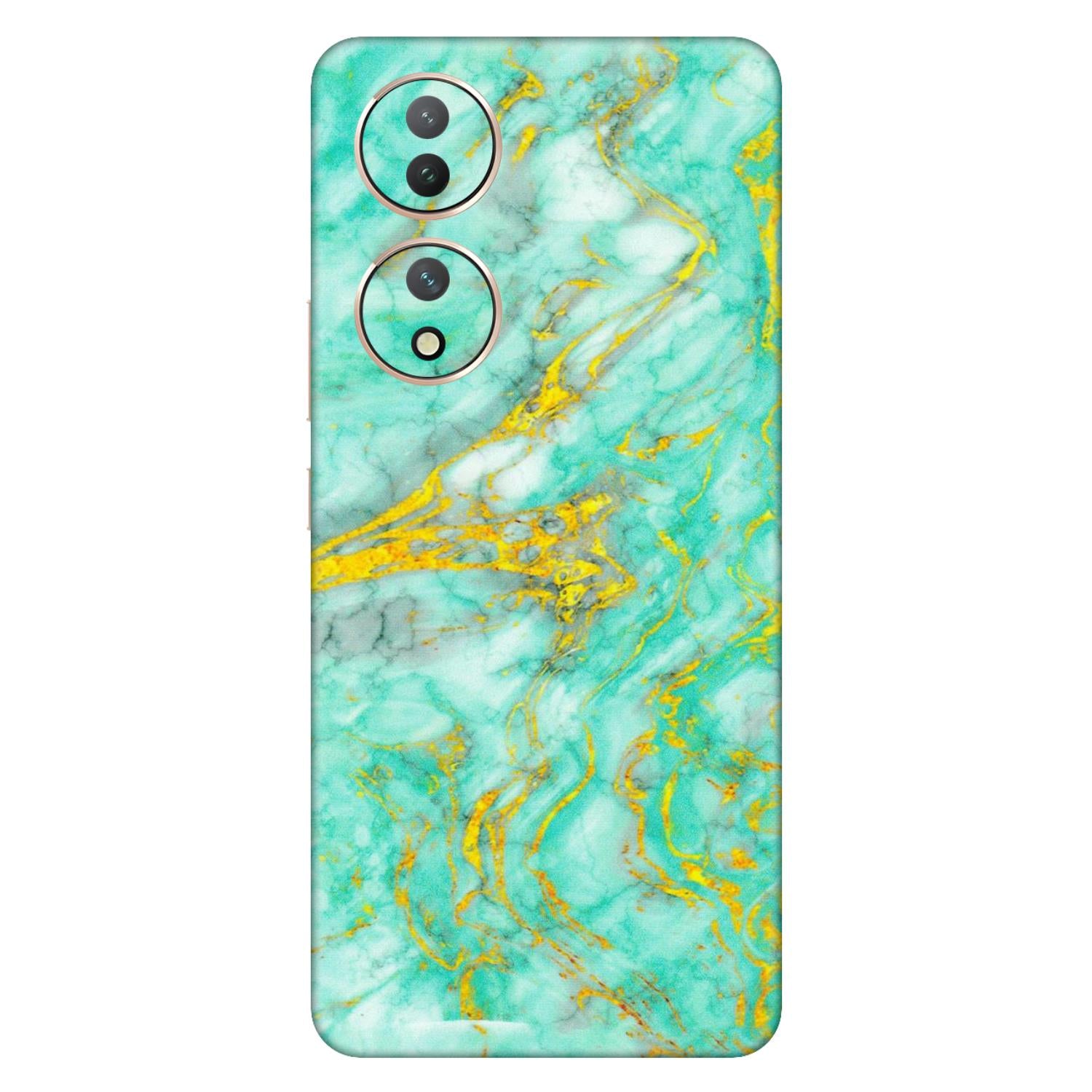 VIVO Y Series Phone Skins (All Models) - Green And Gold Marble Feel - Matte Finish (M-16) Vivo Y100 (5G)