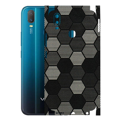 VIVO Y Series Phone Skins (All Models) - Black & White Dotted Honeycomb Texture - 3D Embossed Finish (L-202) Vivo Y11