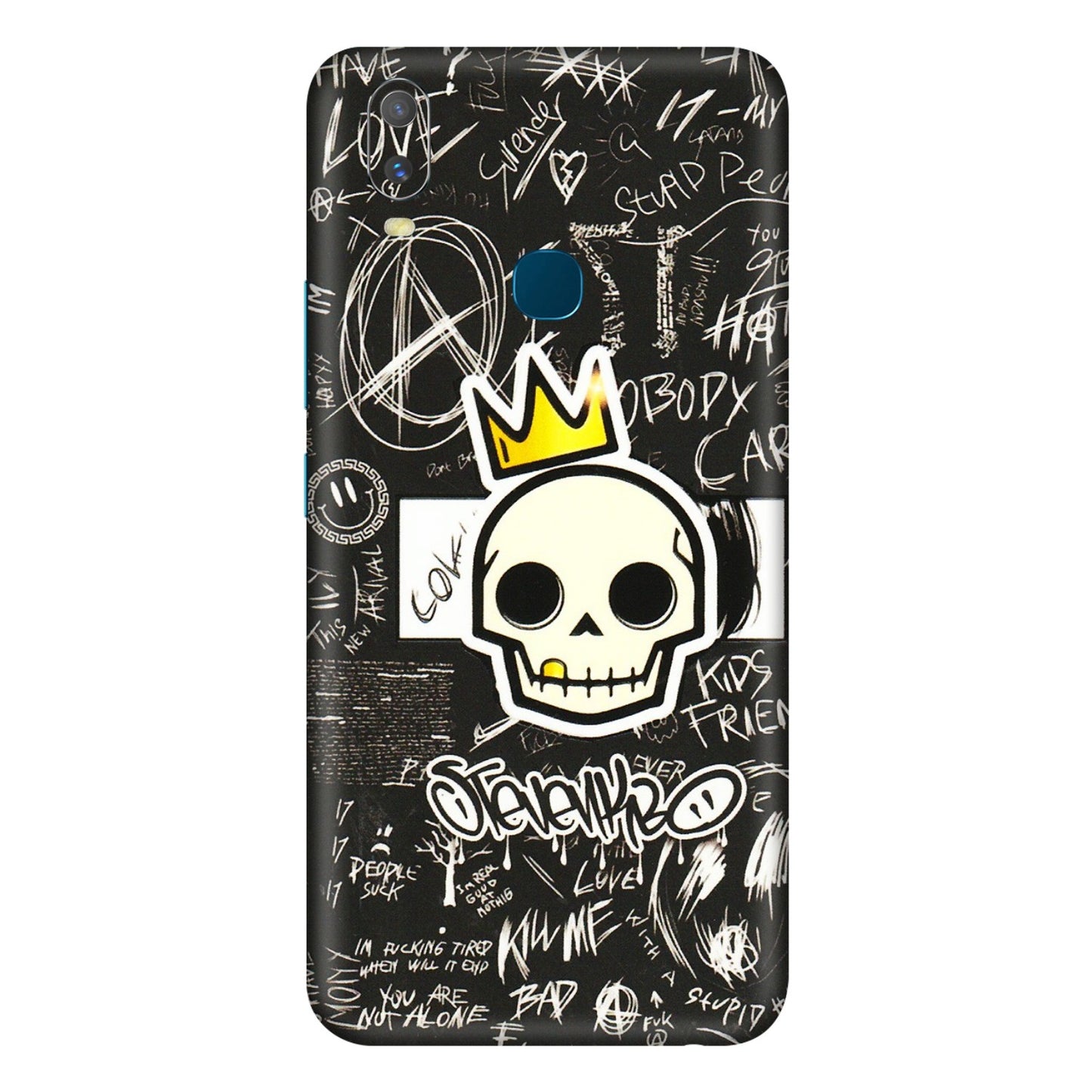 VIVO Y Series Phone Skins (All Models) - Funny Skull Black Chalk Grafitti - 3D Embossed Finish (L-22) Vivo Y11