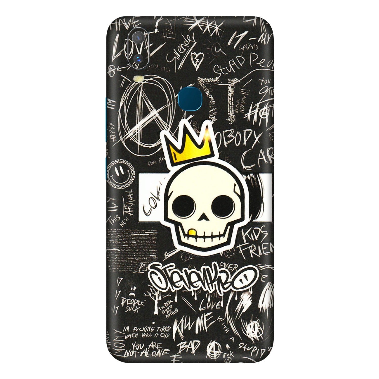 VIVO Y Series Phone Skins (All Models) - Funny Skull Black Chalk Grafitti - 3D Embossed Finish (L-22) Vivo Y11