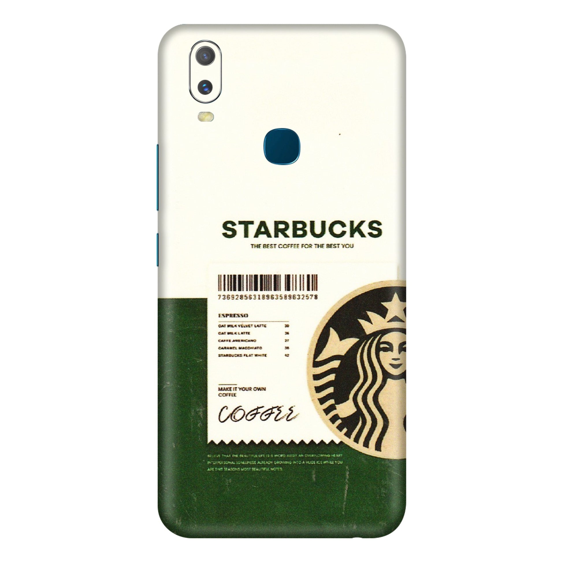 VIVO Y Series Phone Skins (All Models) - Starbucks Barcode - 3D Embossed Finish (L-308) Vivo Y11