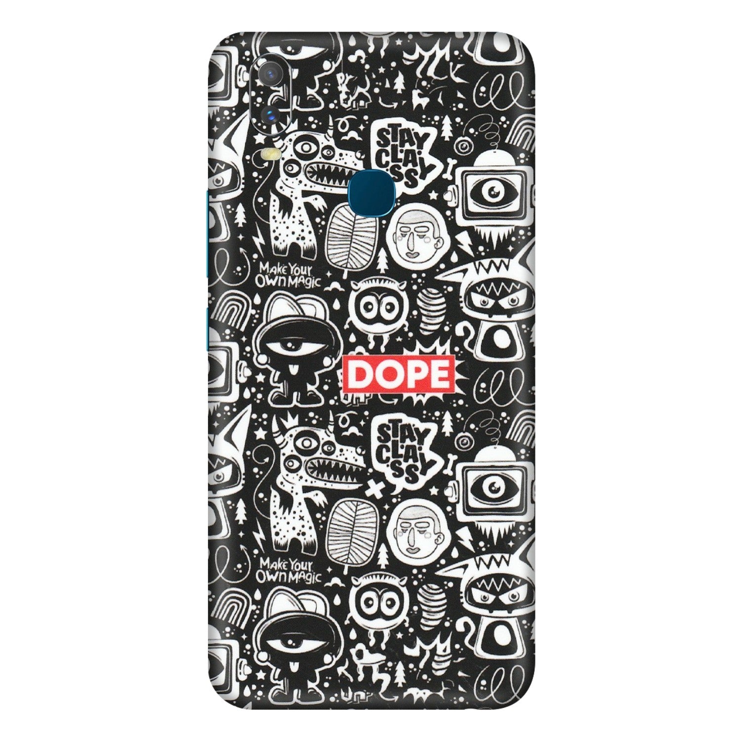 VIVO Y Series Phone Skins (All Models) - Dope Stay Classy Black Doodles - Matte Finish (M-126) Vivo Y11