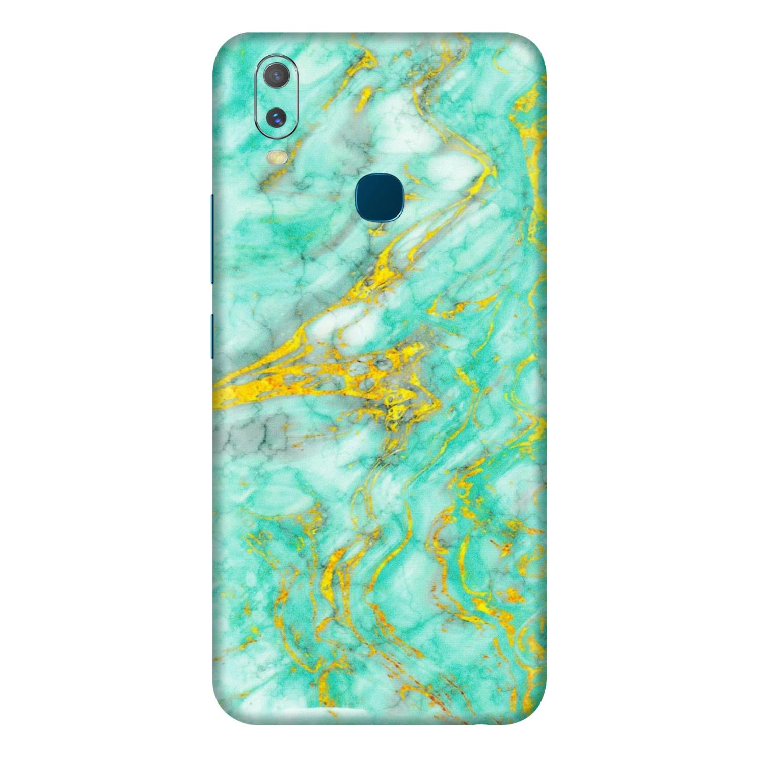 VIVO Y Series Phone Skins (All Models) - Green And Gold Marble Feel - Matte Finish (M-16) Vivo Y11
