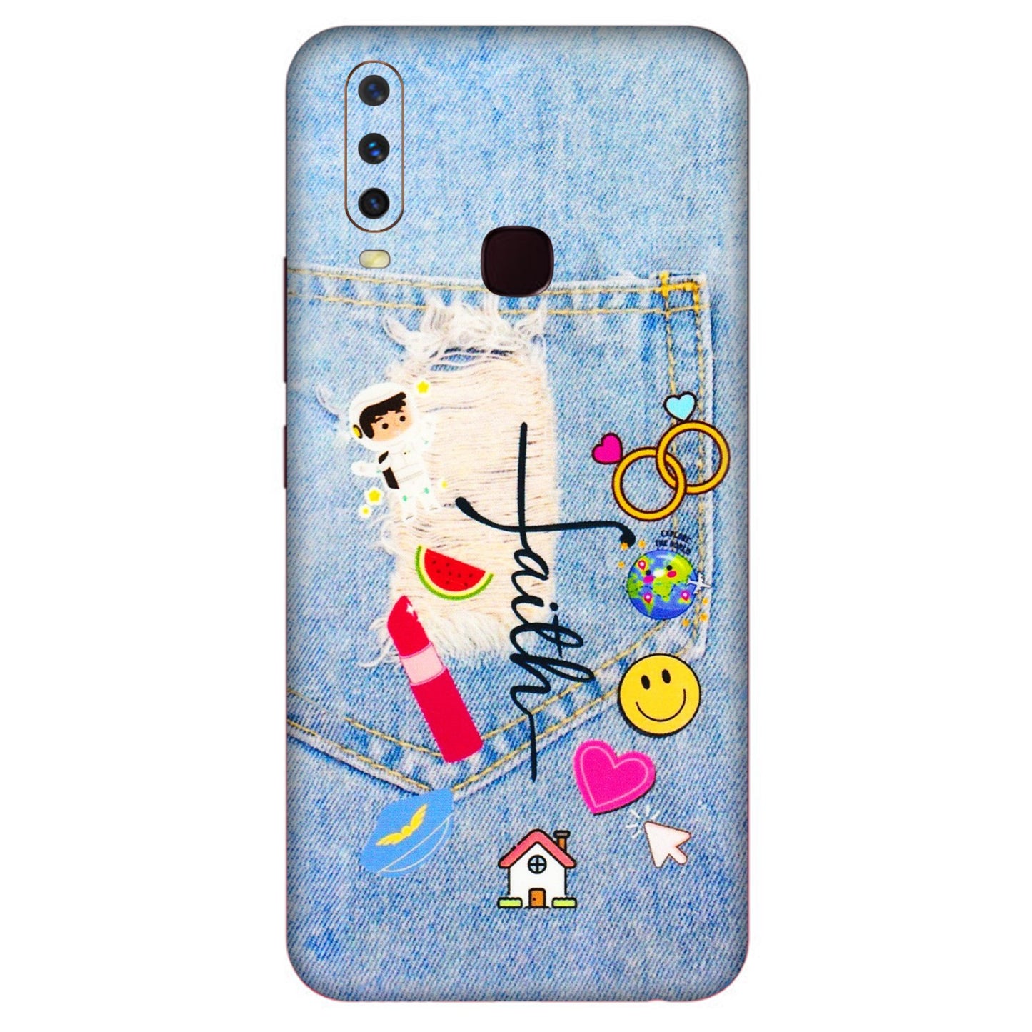 VIVO Y Series Phone Skins (All Models) - Denim Jeans Pocket - 3D Embossed Finish (L-134) Vivo Y12