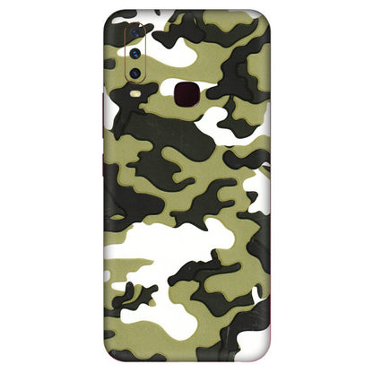 VIVO Y Series Phone Skins (All Models) - Camouflages White And Green - 3D Embossed Finish (L-243) Vivo Y12