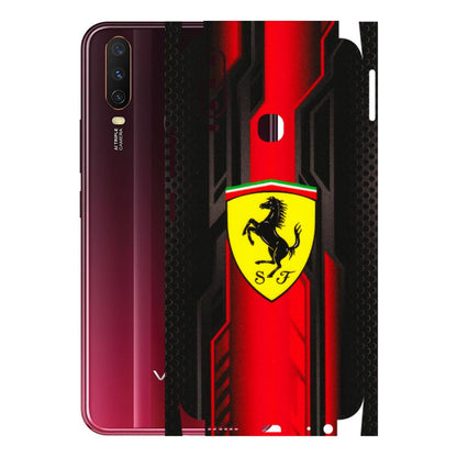 VIVO Y Series Phone Skins (All Models) - Black Ferrari Logo - 3D Embossed Finish (L-253) Vivo Y12