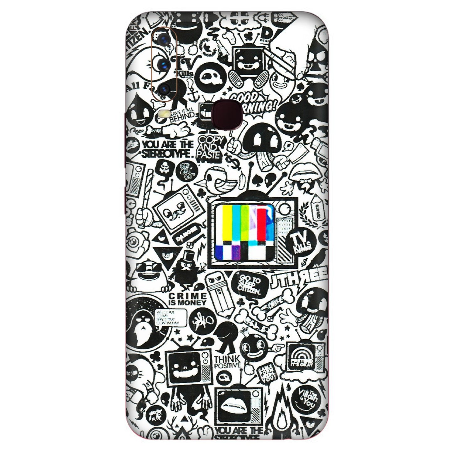 VIVO Y Series Phone Skins (All Models) - Doodles Positive Art - 3D Embossed Finish (L-263) Vivo Y12
