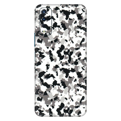 VIVO Y Series Phone Skins (All Models) - White Black Camouflage - 3D Embossed Finish (L-18) Vivo Y12s