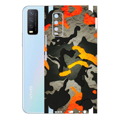 VIVO Y Series Phone Skins (All Models) - Orange Camouflage - 3D Embossed Finish (L-204) Vivo Y12s