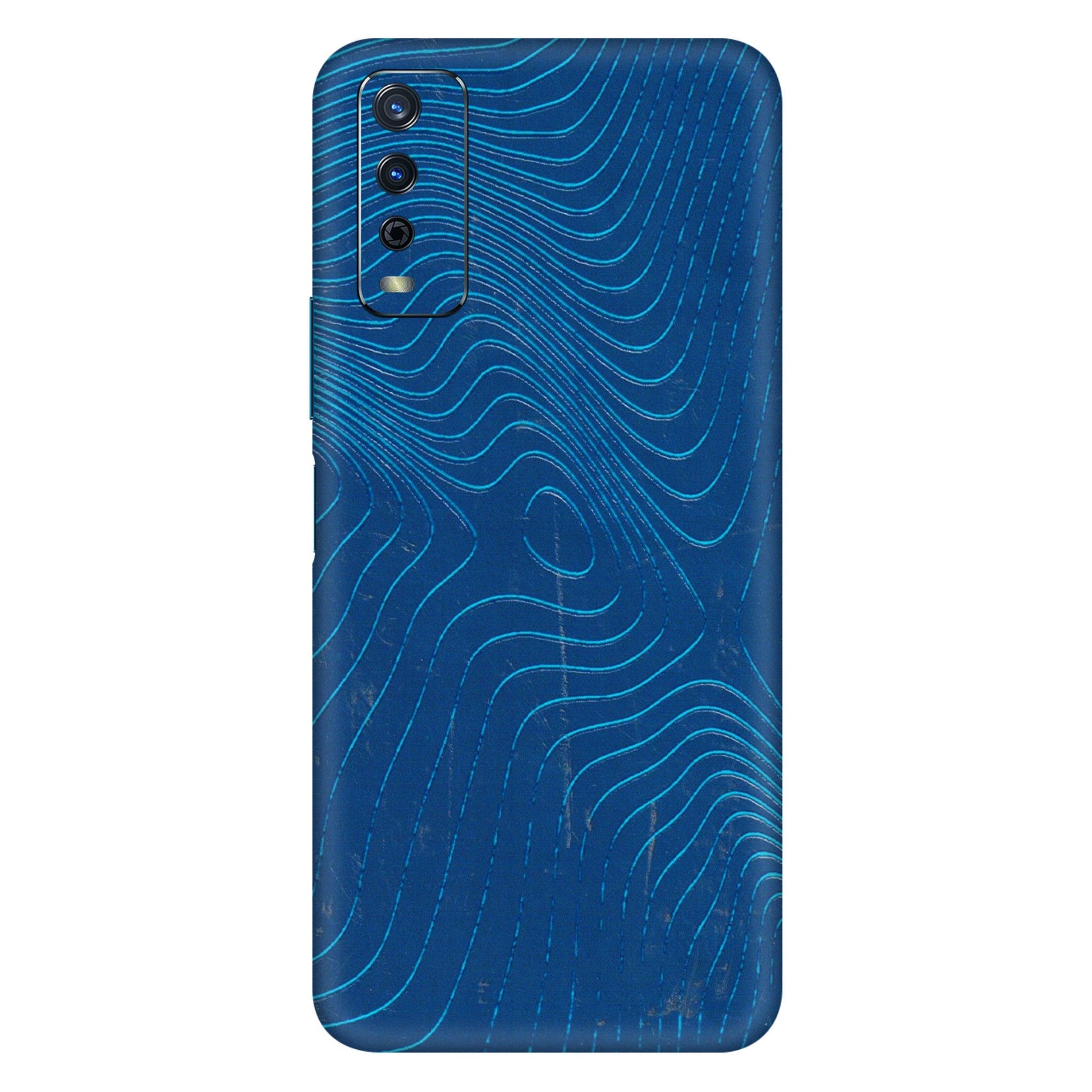 VIVO Y Series Phone Skins (All Models) - Abstract Blue Line Map - 3D Embossed Finish (L-272) Vivo Y12s