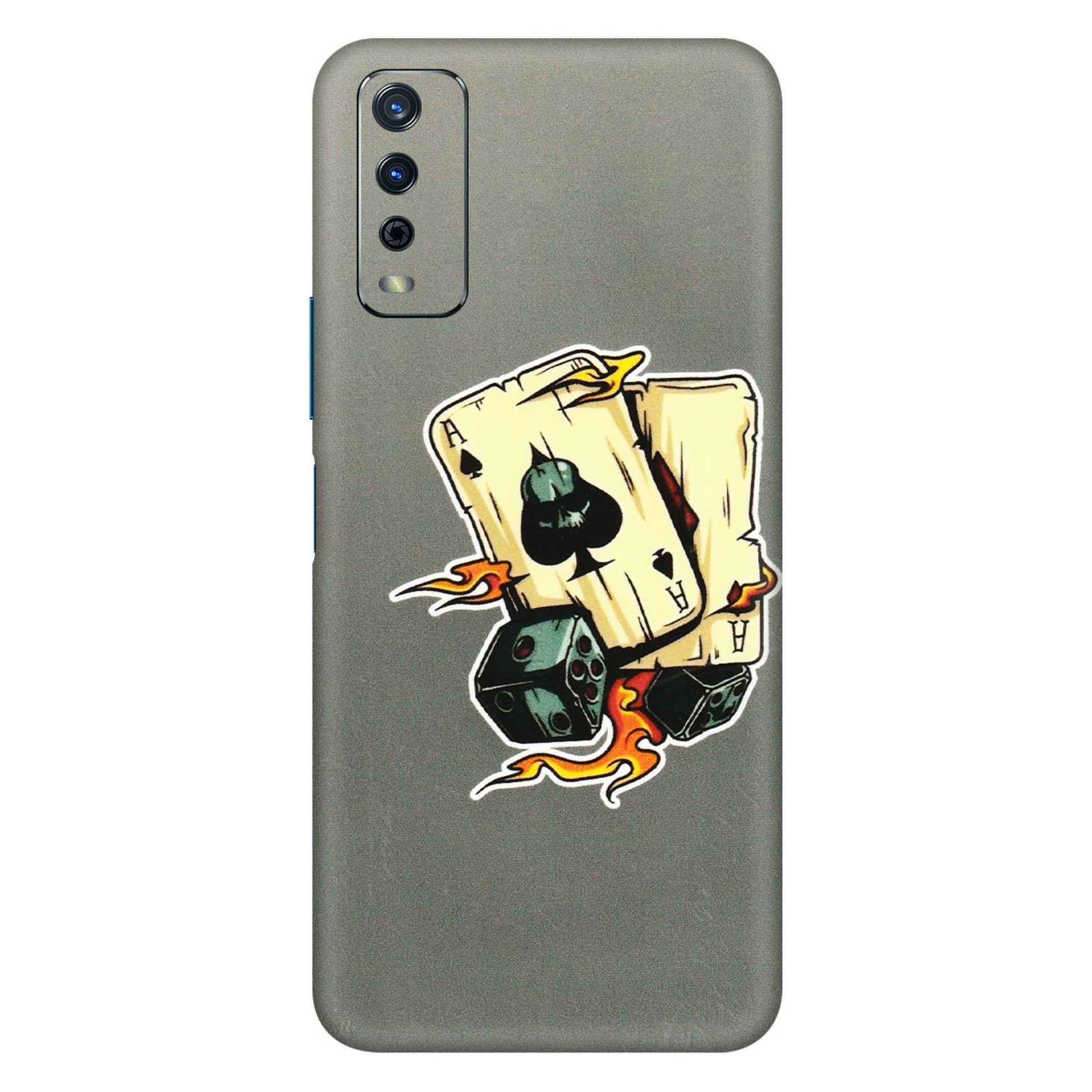 VIVO Y Series Phone Skins (All Models) - Grey Cards Of Ace - 3D Embossed Finish (L-77) Vivo Y12s