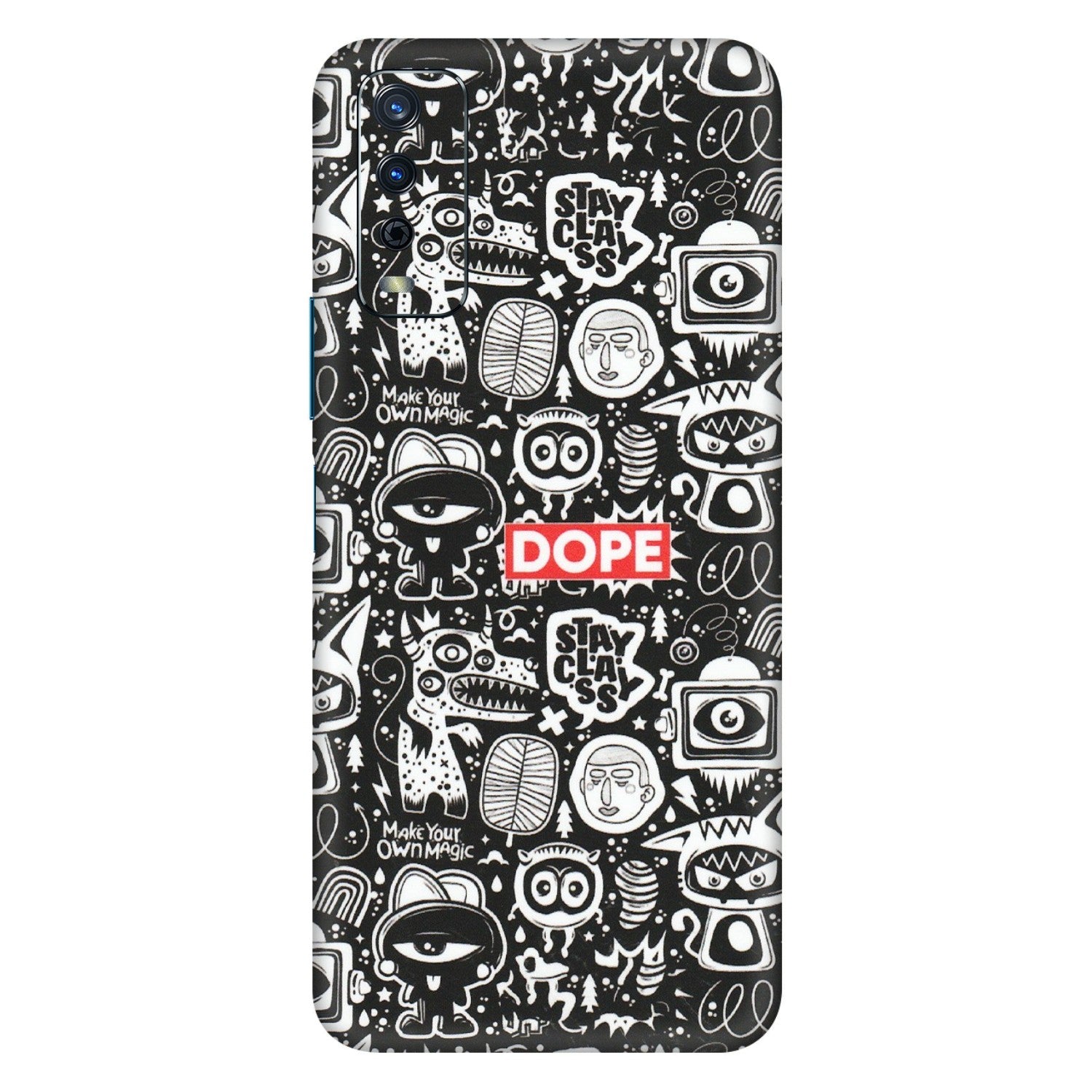 VIVO Y Series Phone Skins (All Models) - Dope Stay Classy Black Doodles - Matte Finish (M-126) Vivo Y12s