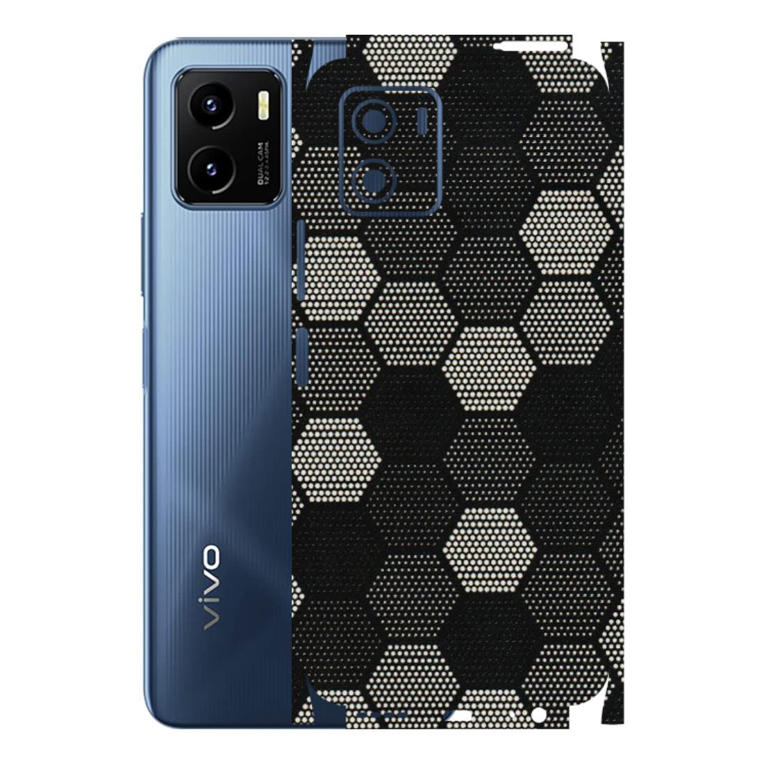 VIVO Y Series Phone Skins (All Models) - Black & White Dotted Honeycomb Texture - 3D Embossed Finish (L-202) Vivo Y15C