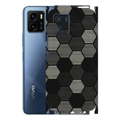 VIVO Y Series Phone Skins (All Models) - Black & White Dotted Honeycomb Texture - 3D Embossed Finish (L-202) Vivo Y15C