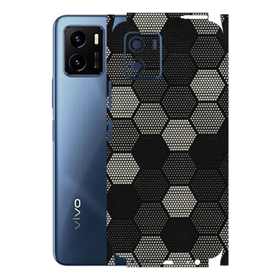 VIVO Y Series Phone Skins (All Models) - Black & White Dotted Honeycomb Texture - 3D Embossed Finish (L-202) Vivo Y15S
