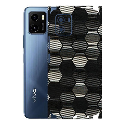 VIVO Y Series Phone Skins (All Models) - Black & White Dotted Honeycomb Texture - 3D Embossed Finish (L-202) Vivo Y15S