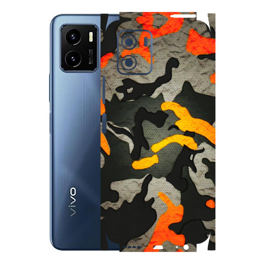 VIVO Y Series Phone Skins (All Models) - Orange Camouflage - 3D Embossed Finish (L-204) Vivo Y15S