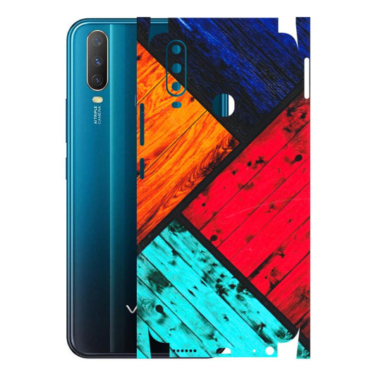 VIVO Y Series Phone Skins (All Models) - Colourful Wood Panels Abstract - 3D Embossed Finish (L-09) Vivo Y15