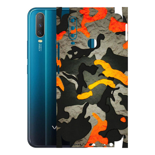 VIVO Y Series Phone Skins (All Models) - Orange Camouflage - 3D Embossed Finish (L-204) Vivo Y15
