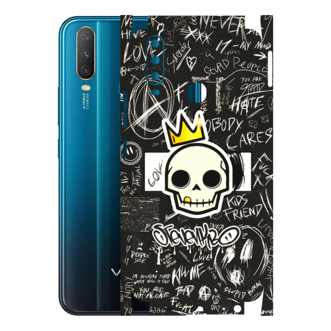 VIVO Y Series Phone Skins (All Models) - Funny Skull Black Chalk Grafitti - 3D Embossed Finish (L-22) Vivo Y15