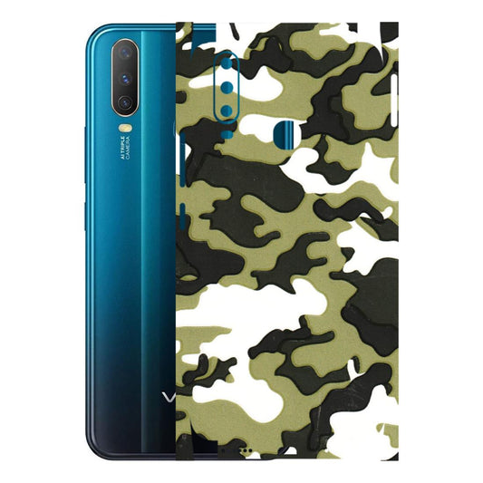 VIVO Y Series Phone Skins (All Models) - Camouflages White And Green - 3D Embossed Finish (L-243) Vivo Y15