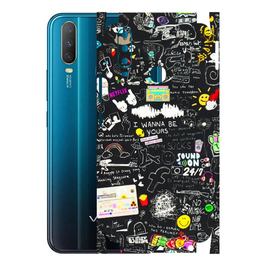VIVO Y Series Phone Skins (All Models) - Black Creatives Doodles - 3D Embossed Finish (L-311) Vivo Y15