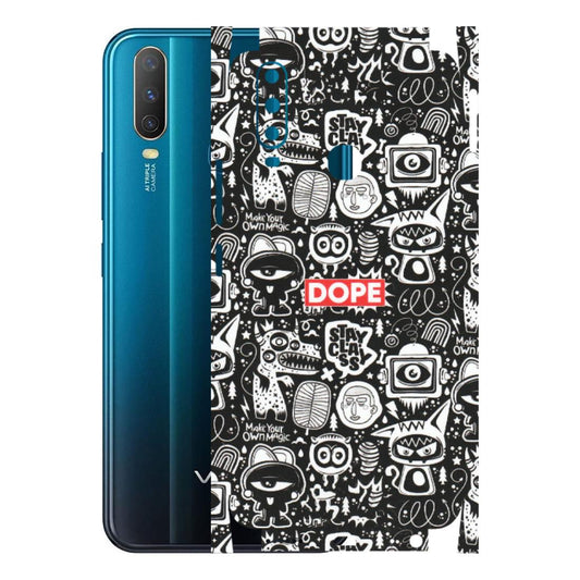 VIVO Y Series Phone Skins (All Models) - Dope Stay Classy Black Doodles - Matte Finish (M-126) Vivo Y15
