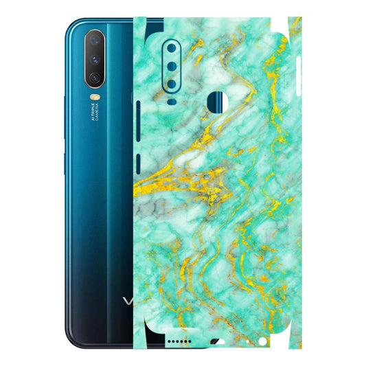VIVO Y Series Phone Skins (All Models) - Green And Gold Marble Feel - Matte Finish (M-16) Vivo Y15