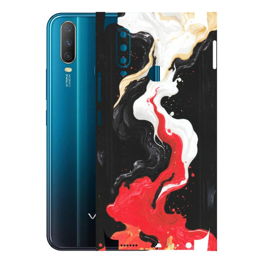 VIVO Y Series Phone Skins (All Models) - Black Red White Paint Splash Fusion - Matte Finish (M-56) Vivo Y15