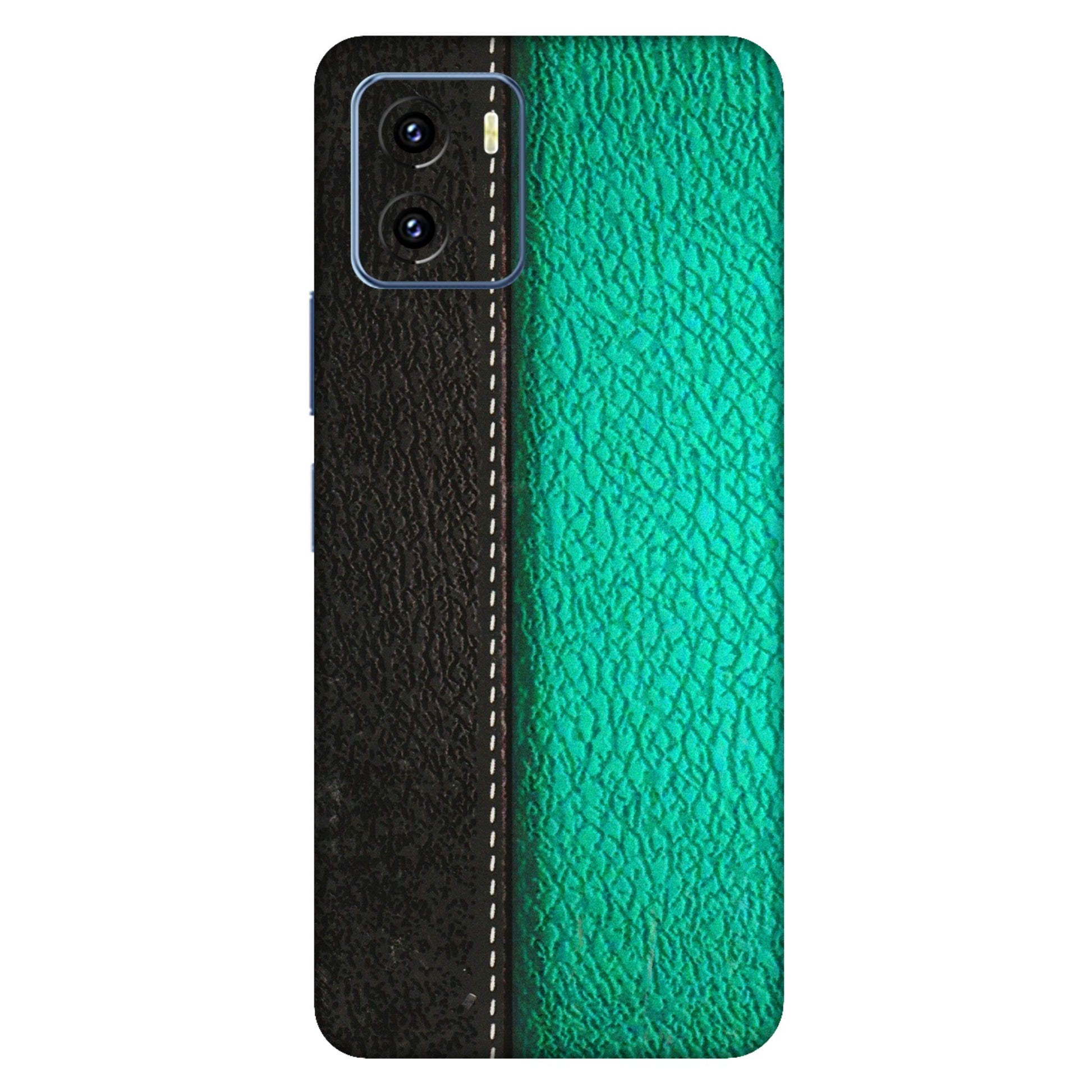 VIVO Y Series Phone Skins (All Models) - Black Green Dual Leather Stich - 3D Embossed Finish (L-233) Vivo Y15C