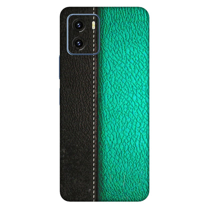 VIVO Y Series Phone Skins (All Models) - Black Green Dual Leather Stich - 3D Embossed Finish (L-233) Vivo Y15C