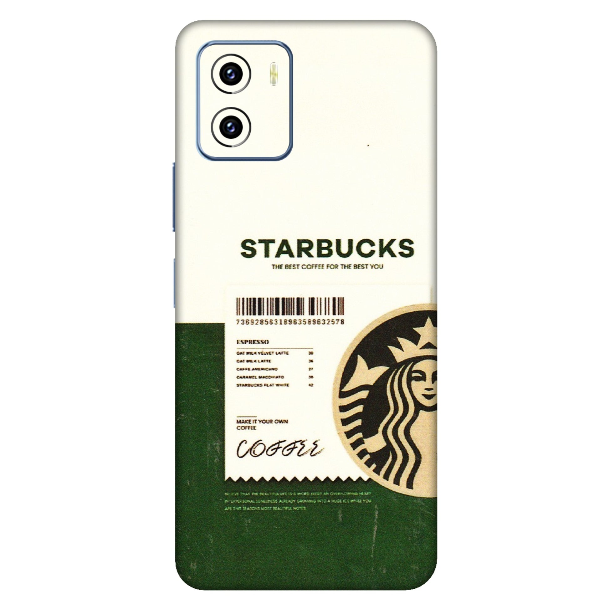 VIVO Y Series Phone Skins (All Models) - Starbucks Barcode - 3D Embossed Finish (L-308) Vivo Y15C