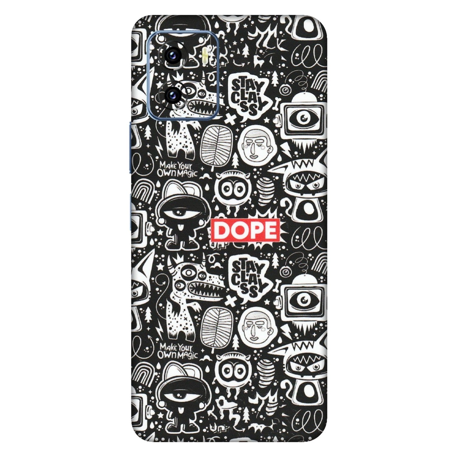 VIVO Y Series Phone Skins (All Models) - Dope Stay Classy Black Doodles - Matte Finish (M-126) Vivo Y15C