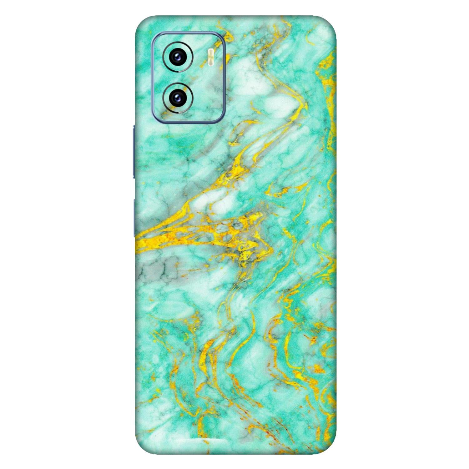 VIVO Y Series Phone Skins (All Models) - Green And Gold Marble Feel - Matte Finish (M-16) Vivo Y15C