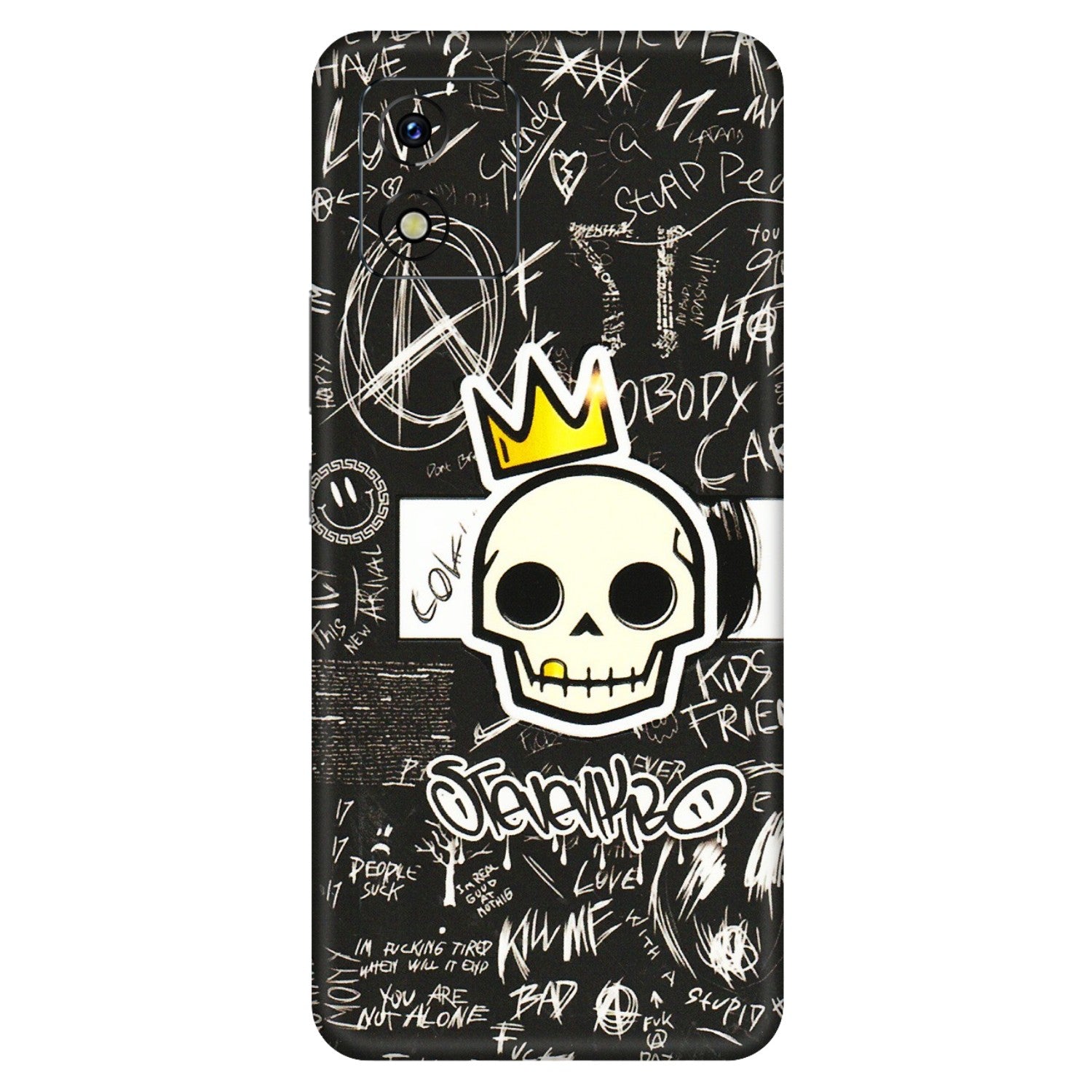 VIVO Y Series Phone Skins (All Models) - Funny Skull Black Chalk Grafitti - 3D Embossed Finish (L-22) Vivo Y15S