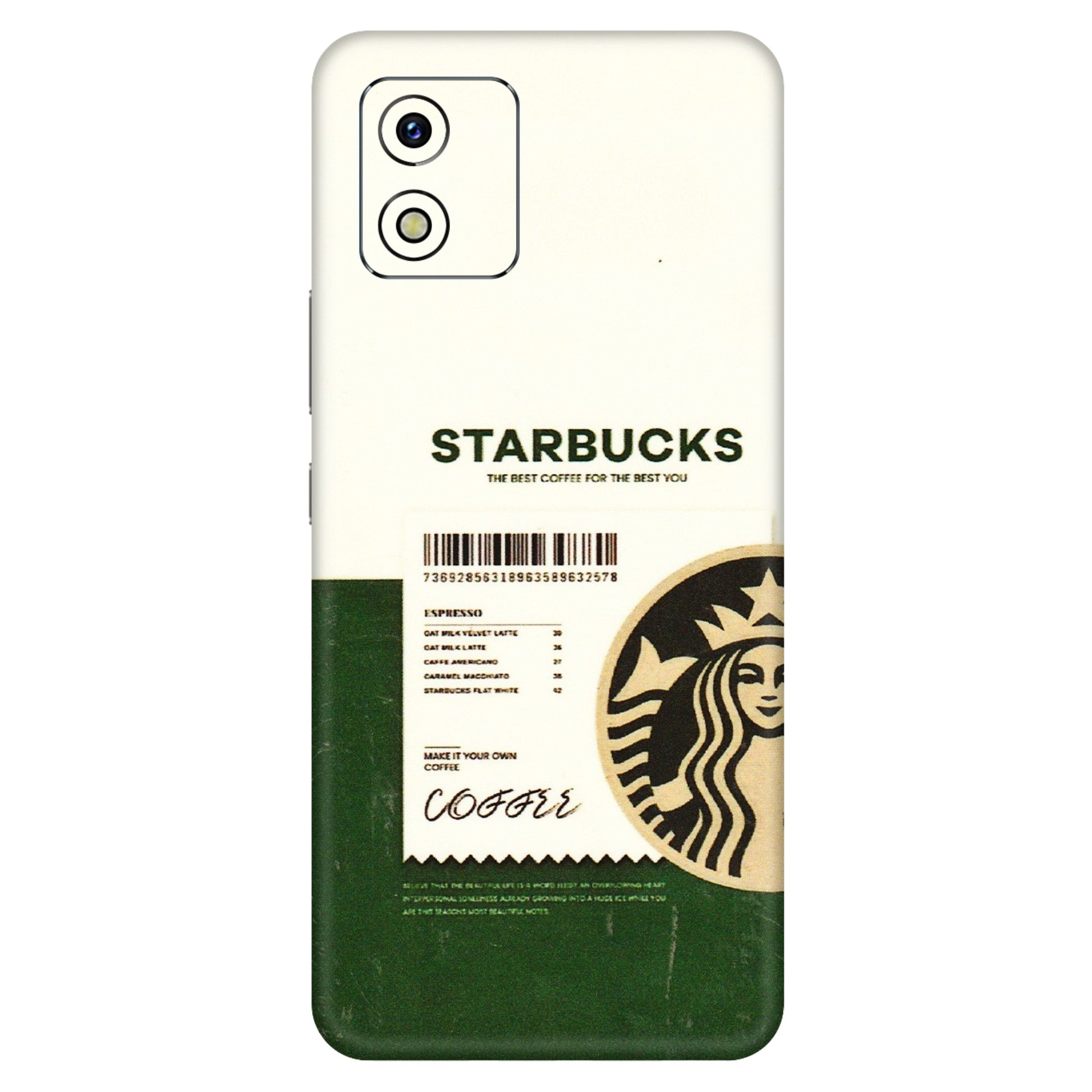 VIVO Y Series Phone Skins (All Models) - Starbucks Barcode - 3D Embossed Finish (L-308) Vivo Y15S