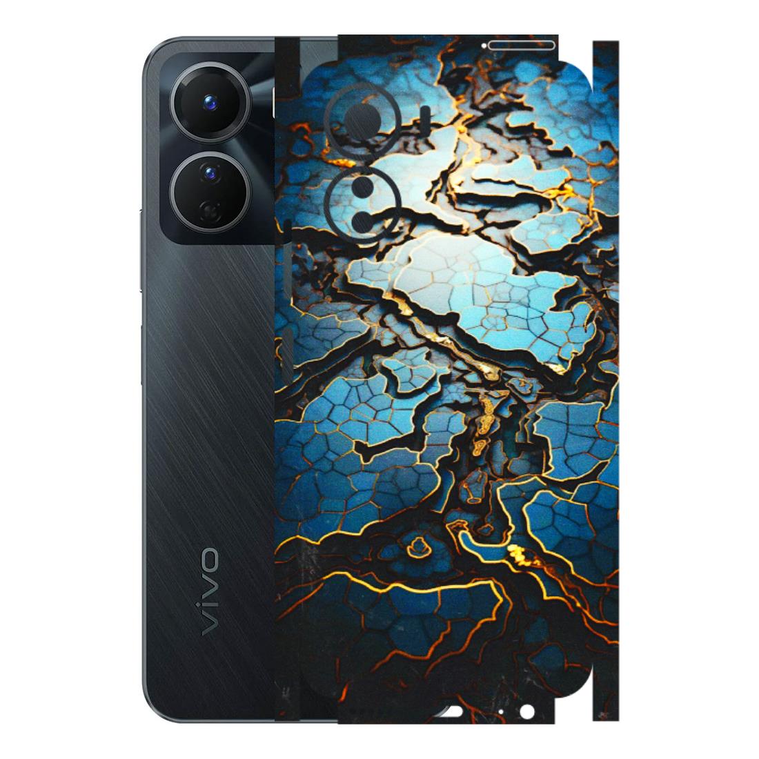 VIVO Y Series Phone Skins (All Models) - Blue Gold Abstract - 3D Embossed Finish (L-11) Vivo Y16