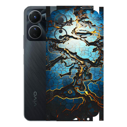 VIVO Y Series Phone Skins (All Models) - Blue Gold Abstract - 3D Embossed Finish (L-11) Vivo Y16