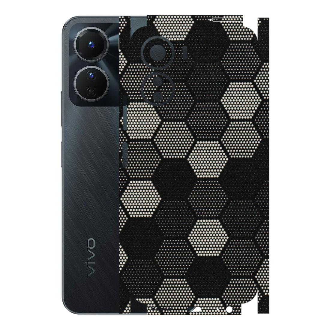 VIVO Y Series Phone Skins (All Models) - Black & White Dotted Honeycomb Texture - 3D Embossed Finish (L-202) Vivo Y16