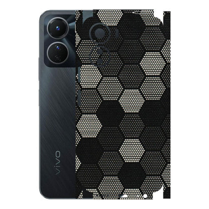 VIVO Y Series Phone Skins (All Models) - Black & White Dotted Honeycomb Texture - 3D Embossed Finish (L-202) Vivo Y16