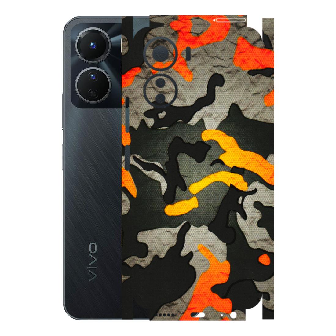 VIVO Y Series Phone Skins (All Models) - Orange Camouflage - 3D Embossed Finish (L-204) Vivo Y16