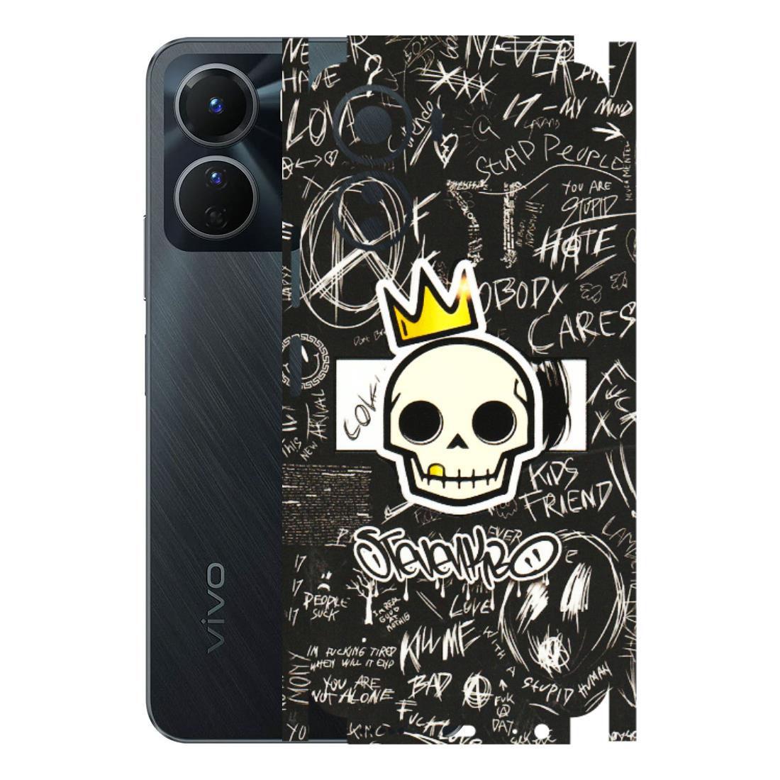 VIVO Y Series Phone Skins (All Models) - Funny Skull Black Chalk Grafitti - 3D Embossed Finish (L-22) Vivo Y16