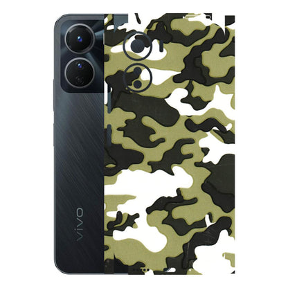 VIVO Y Series Phone Skins (All Models) - Camouflages White And Green - 3D Embossed Finish (L-243) Vivo Y16