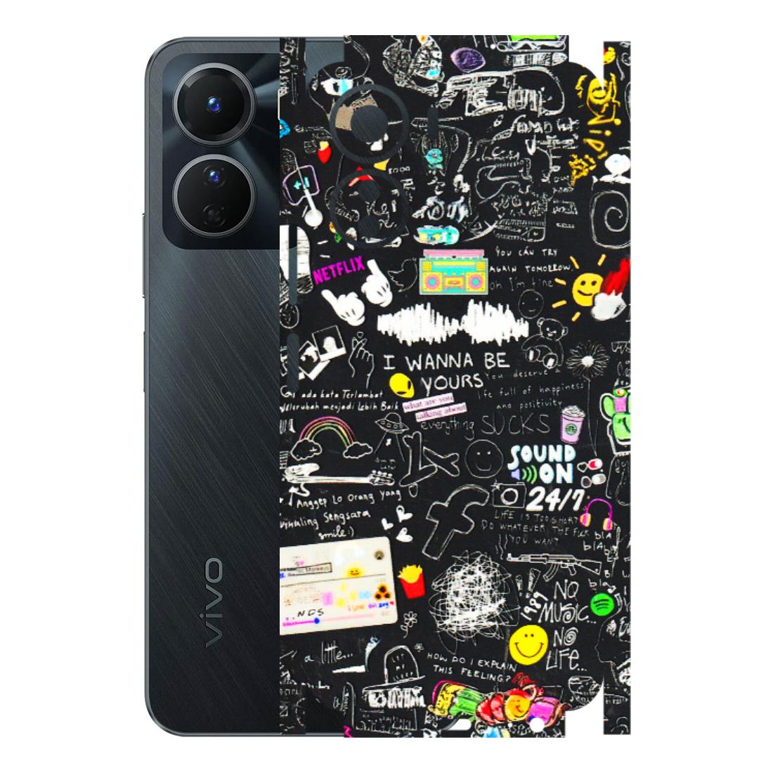 VIVO Y Series Phone Skins (All Models) - Black Creatives Doodles - 3D Embossed Finish (L-311) Vivo Y16