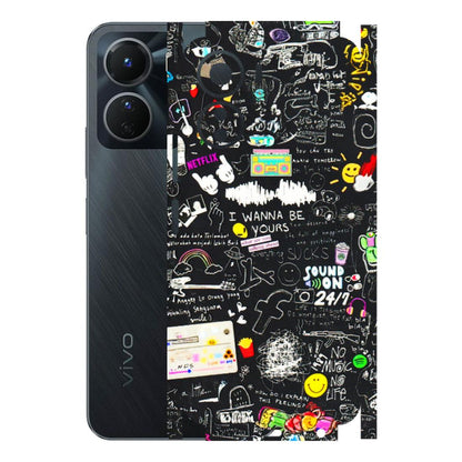 VIVO Y Series Phone Skins (All Models) - Black Creatives Doodles - 3D Embossed Finish (L-311) Vivo Y16