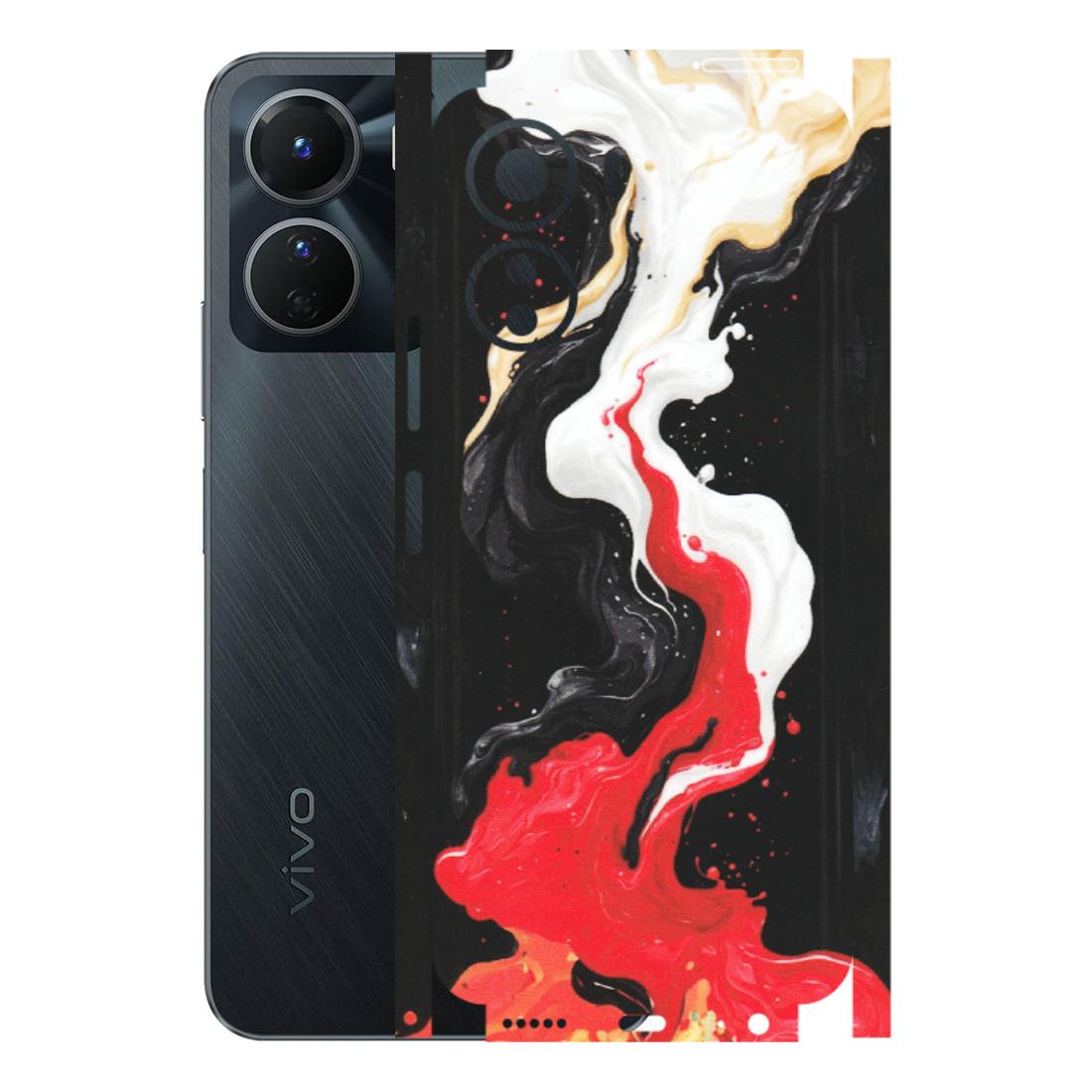 VIVO Y Series Phone Skins (All Models) - Black Red White Paint Splash Fusion - Matte Finish (M-56) Vivo Y16