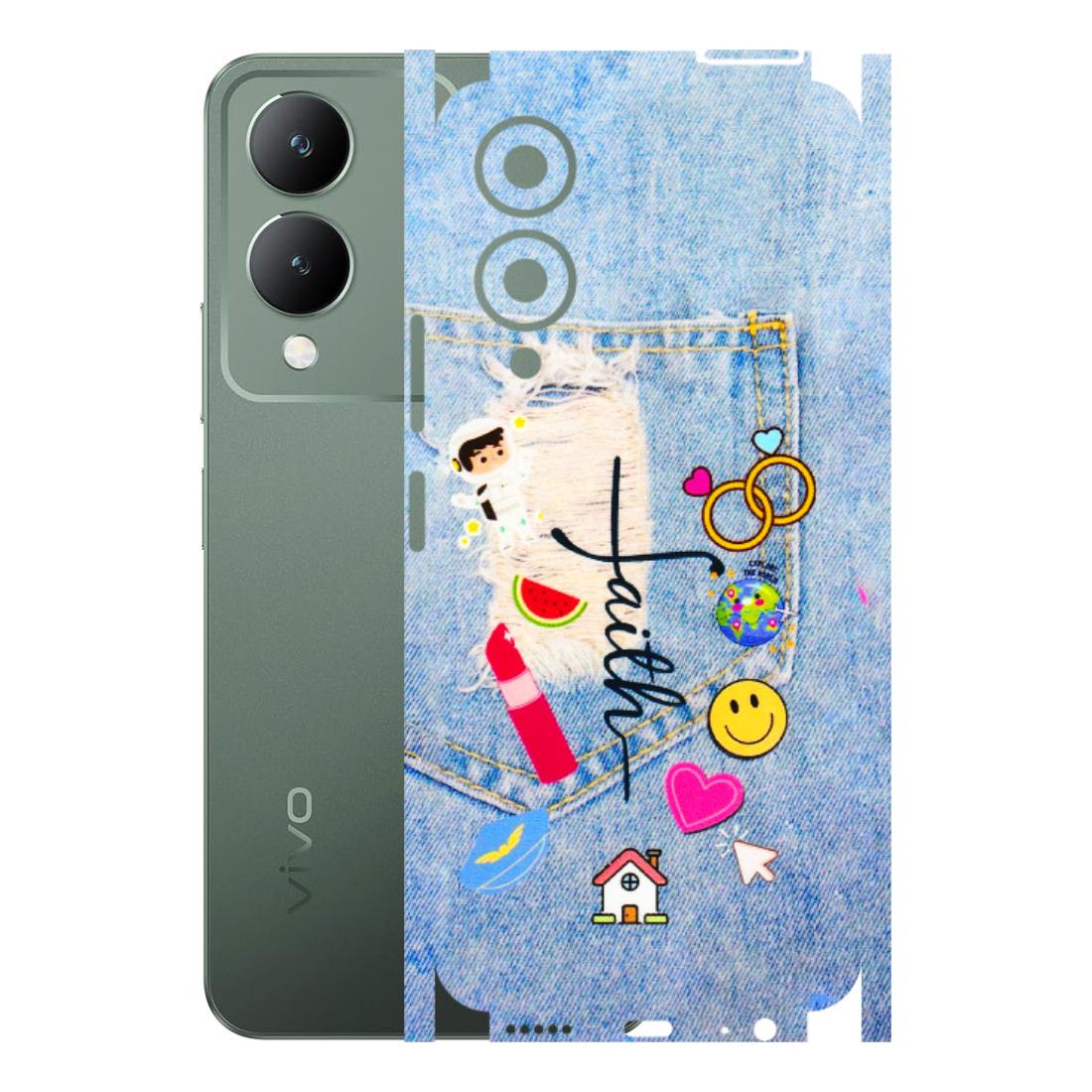 VIVO Y Series Phone Skins (All Models) - Denim Jeans Pocket - 3D Embossed Finish (L-134) Vivo Y17S