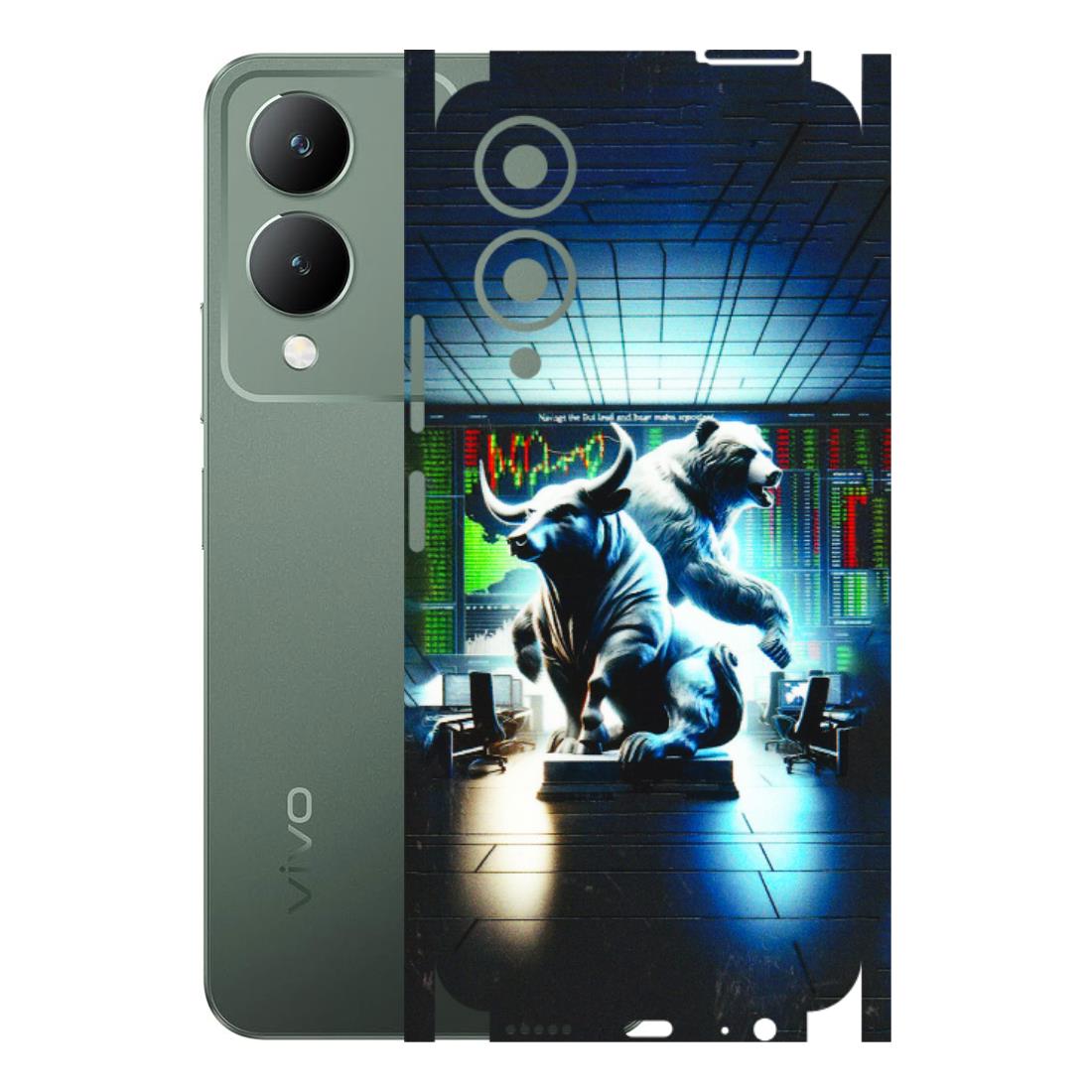 VIVO Y Series Phone Skins (All Models) - Stock Market Sensex Bear vs Bulls - 3D Embossed Finish (L-15) Vivo Y17S