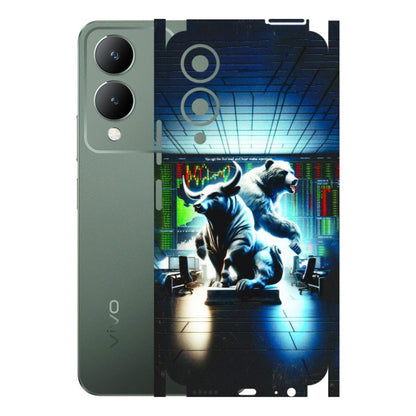 VIVO Y Series Phone Skins (All Models) - Stock Market Sensex Bear vs Bulls - 3D Embossed Finish (L-15) Vivo Y17S